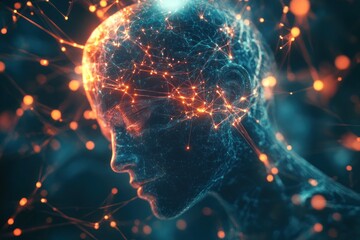 Fototapeta premium Digital Mind: A Network of Thoughts and Connections