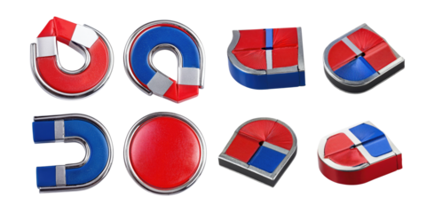 Colorful Magnets on Transparent Background