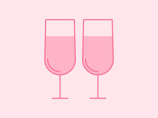 Drink icon. Chin-chin icon. Valentine icon. Valentine day. Flat vector icon.