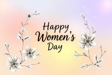 Obraz premium Celebrate Women's Day on March 8 with a beautifully designed card featuring floral elements and a heartfelt message
