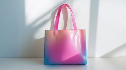 Colorful ombre tote bag on white background. (1)