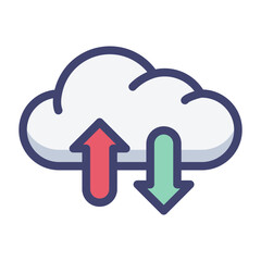 cloud server upload download filled style