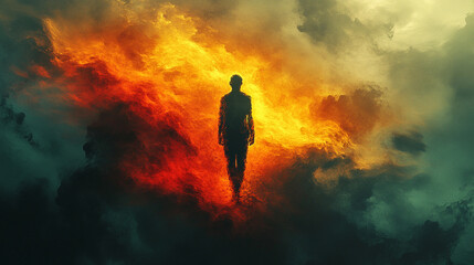 Pixelated silhouette of a faceless figure surrounded by an aura of mystery and darkness evokes themes of anonymity secrecy digital chaos and the enigmatic nature of human identity in the virtual realm