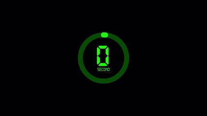   Digital circle countdown timer five seconds animation from 05 to 0 seconds on transparent background, 05 second countdown timer, Digital Countdown video
