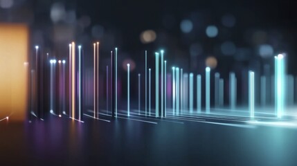 Abstract neon light streaks in dark blurred background