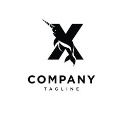 Letter X Narwhals Logo Icon Vector