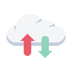 cloud server upload download flat style