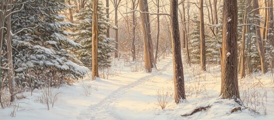 Obraz premium Snowy Forest Path