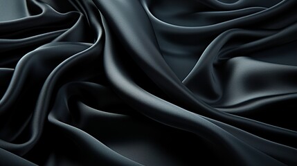 Fototapeta premium Elegant black fabric textures - collection of luxurious folds and wrinkles of dark material for background 