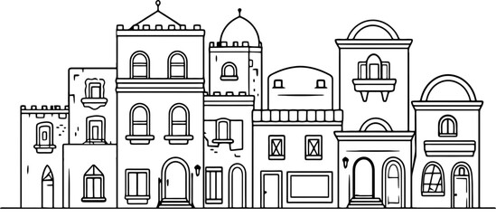 Middle east arabian housing drawing