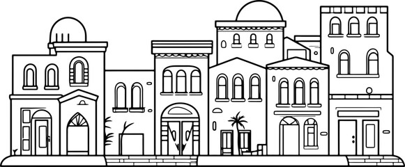 Middle east arabian housing drawing