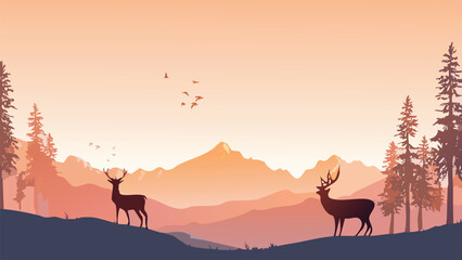 Fototapeta premium deer in the sunset