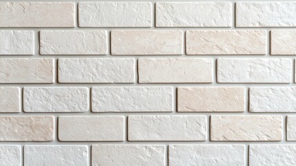 Obraz premium A textured white brick wall with a uniform pattern, ideal for backgrounds and interior design projects.