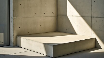 Concrete Platform In Sunlight Modern Architecture Design