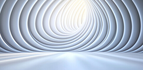 serene abstract white room with smooth, curved light stripes creating sense of depth and tranquility. soft lighting enhances minimalist design, inviting calmness