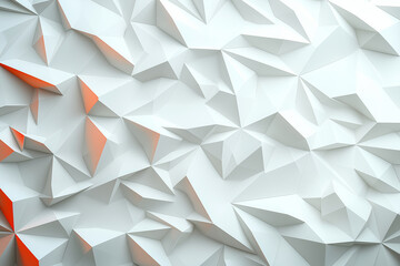 Abstract low poly background with white and orange geometric shapes, creating modern and dynamic visual effect. Ideal for digital art, design projects, or wallpapers