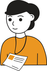 Illustration of Person Holding Paper Document
