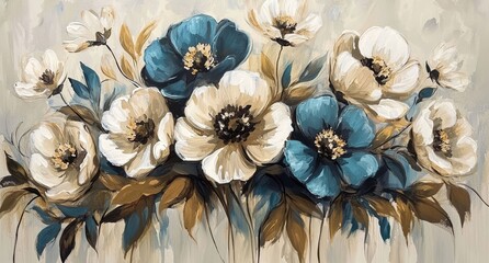 Fototapeta premium Eye-catching florals radiate beauty and charm in this artwork.