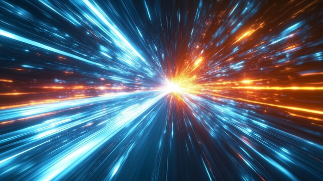 Dynamic Light Flow and Cosmic Energy in Abstract Space Scene