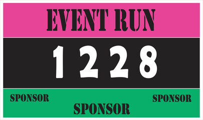 Pink colored marathon number bib isolated on white.