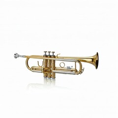 Obraz premium gold trumpet musical instrument isolated on white background