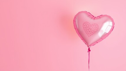 Pink Heart Balloon: A single, heart-shaped balloon, a vibrant shade of pink, floats against a soft pink backdrop, symbolizing love, romance, and celebration.  
