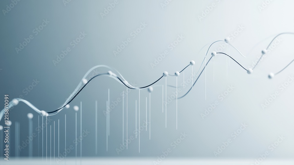 Poster abstract data visualization smooth curves and dots minimalist style