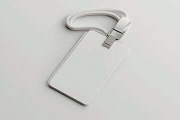 3D Render of a Blank White ID Card on a White Lanyard for Corporate Use