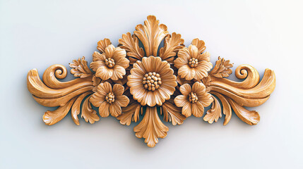 Intricate Wooden Floral Carving: A Baroque Architectural Ornament