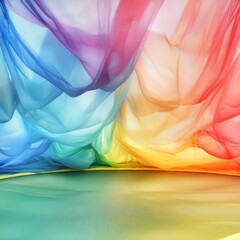 Rainbow Sheer Fabric Drape Background.