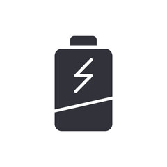 Battery charging solid icons, minimalist vector illustration ,simple transparent graphic element .Isolated on white background