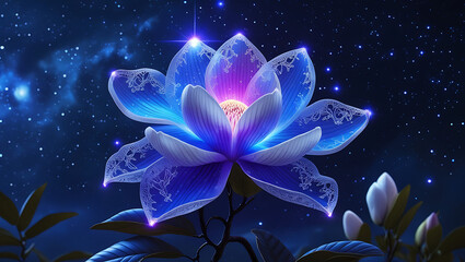 cosmic magnolia flower, created by generative ai