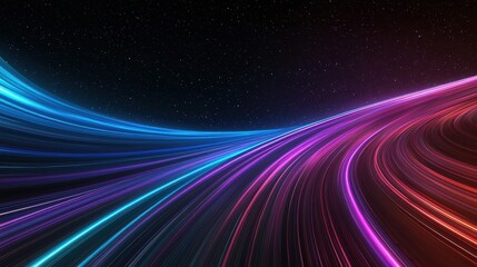 Fototapeta premium Abstract Colorful Light Trails Creating a Dynamic Flow Against a Dark Background for Use in Technology and Creative Themes