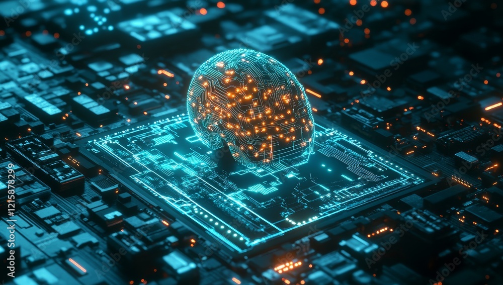 Aufkleber ai brain on a circuit board.