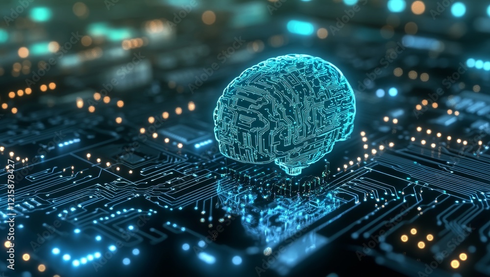 Aufkleber digital brain on circuit board.