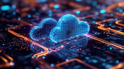 Cloud computing transmits big data on the internet. futuristic digital technologies