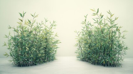 Serene Bamboo Grove: A Minimalist Digital Landscape