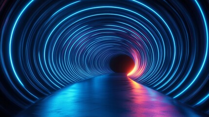 Fototapeta premium Stunning Neon Light Tunnel Creating a Mesmerizing Pathway