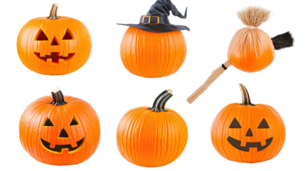 Halloween Pumpkin Collection Displayed Creatively Generative AI
