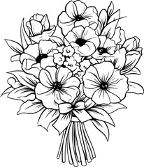 flower bouquet drawing outline
