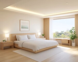 Modern Minimalist Bedroom with Large Window and Natural Light