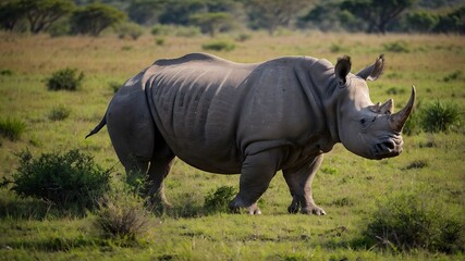 Obraz premium Rhinoceros in Conservation Reserve: Protecting Wildlife in Their Natural Habitat