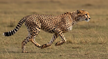 Cheetah Running in African Savanna Wildlife Photography