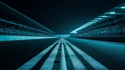  empty fast ride on racing track and empty grandstands around asphalt road at night © BRNSN