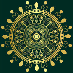 mandala art design with gold elegant luxury color vector illustration, circle, circular, classic, vintage, classy, 
