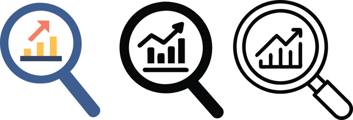 Business growing search icon vector se, flat and outline web search symbol illustration.