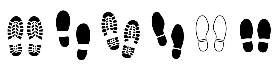 Footprint, set of footprint icon, Silhouette of footprints. Vector illustration..