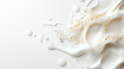Close-up of fresh milk splashing, creating a smooth and creamy texture. Perfect for dairy, beverage, or culinary themes.