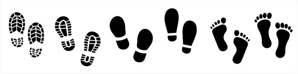 Footprint set of footprint icon, Silhouette of footprints. Vector illustration.