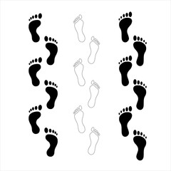 Footprint set of footprint icon, Silhouette of footprints. Vector illustration.